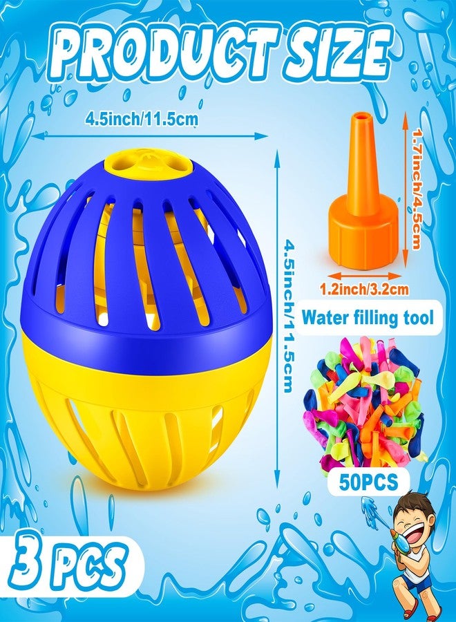 Vertintong 3 Pieces Water Timer Bomb with 150 Balloons Water Toy for Summer Outdoor Pool Beach Activity Games Prank Party Supplies Favors (Blue,Yellow) - Image 2